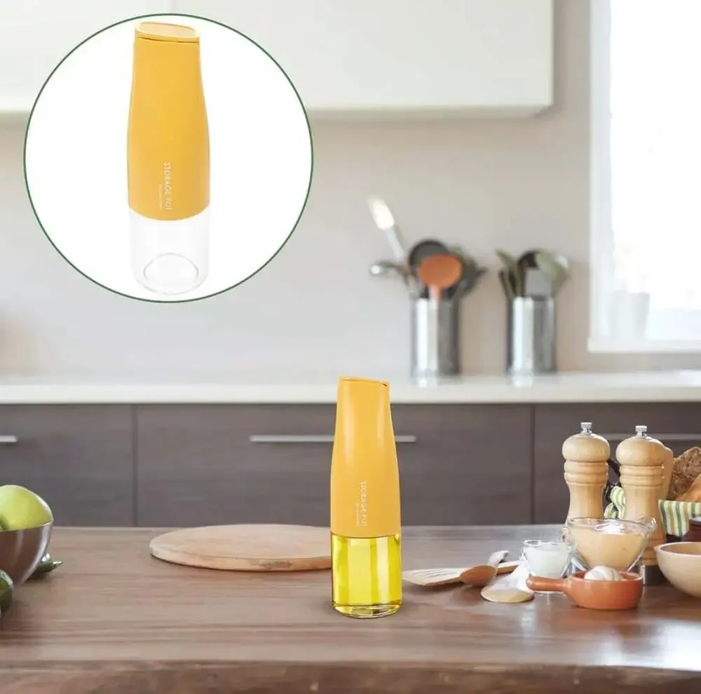 Glass Oil Dispenser 17 oz Capacity Glass with Automatic Flip Lid Non-Leak